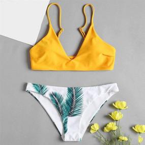 img 1 attached to 🌿 ZAFUL Women's Leaf Print Adjustable Strap Bikini Set - Stylish Bathing Suits