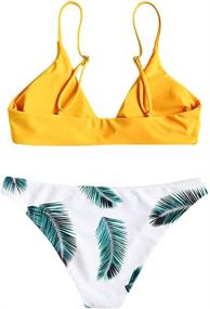 img 2 attached to 🌿 ZAFUL Women's Leaf Print Adjustable Strap Bikini Set - Stylish Bathing Suits