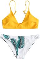 🌿 zaful women's leaf print adjustable strap bikini set - stylish bathing suits logo