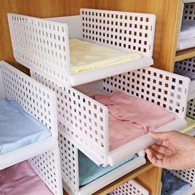 img 4 attached to 🚪 Yoillione White Wardrobe Closet Organizers: Efficient Clothes Storage Organizer with Shelves, Drawers, and Cupboard Organization for Bathroom, Kitchen, and Closet