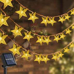 img 4 attached to 🌟 Solar Star String Lights: 40FT 100 LED Outdoor Christmas Decorations with 8 Lighting Modes & IP65 Waterproof – Twinkle Fairy Lights for Patio Garden Yard Xmas Wedding Party