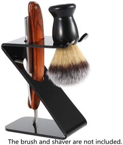 img 2 attached to 🧔 OUNONA Black Shaving Brush and Razor Holder Stand for Shower - Men's Grooming Stand