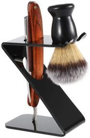 img 3 attached to 🧔 OUNONA Black Shaving Brush and Razor Holder Stand for Shower - Men's Grooming Stand