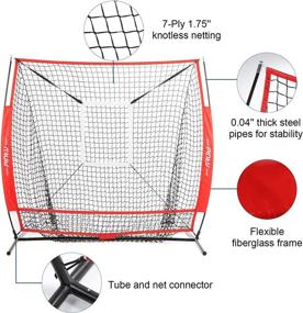 img 2 attached to 🏀 Pinty Baseball and Softball Practice Net 5×5ft: Portable Hitting Batting Training Net with Target Zone Bundle, Weighted Training Balls & Carry Bag