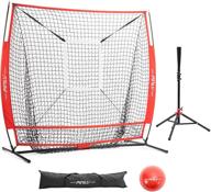 🏀 pinty baseball and softball practice net 5×5ft: portable hitting batting training net with target zone bundle, weighted training balls & carry bag logo