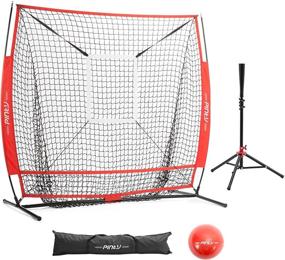 img 4 attached to 🏀 Pinty Baseball and Softball Practice Net 5×5ft: Portable Hitting Batting Training Net with Target Zone Bundle, Weighted Training Balls & Carry Bag