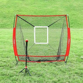 img 3 attached to 🏀 Pinty Baseball and Softball Practice Net 5×5ft: Portable Hitting Batting Training Net with Target Zone Bundle, Weighted Training Balls & Carry Bag