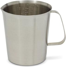 img 4 attached to 📏 Juvale 32 oz Stainless Steel Measuring Cup with Handle - Metal Pitcher with Ounces & Milliliters Marking (1000 ml)