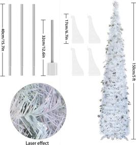 img 2 attached to 5 FT White Christmas Tree - Slim Collapsible Pencil Tree with Tinsel for Festive Décor