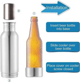 img 3 attached to 🍺 2-Pack Stainless Steel Beer Bottle Insulator: Keep Your Drinks Colder Longer with Opener - Perfect for Camping, Fishing, and Beach Activities