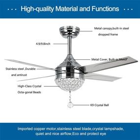 img 1 attached to 💡 Modern LED Crystal Ceiling Fan Light with Remote Control – 44 Inch, 4 Stainless Steel Blades – Ideal for Home Decoration, Modern Room, Bedroom