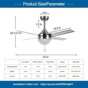 img 2 attached to 💡 Modern LED Crystal Ceiling Fan Light with Remote Control – 44 Inch, 4 Stainless Steel Blades – Ideal for Home Decoration, Modern Room, Bedroom