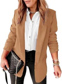 img 4 attached to Langwyqu Womens Casual Open Front Blazers: Stylish Long Sleeve Work Office Jacket Blazer