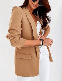 img 2 attached to Langwyqu Womens Casual Open Front Blazers: Stylish Long Sleeve Work Office Jacket Blazer