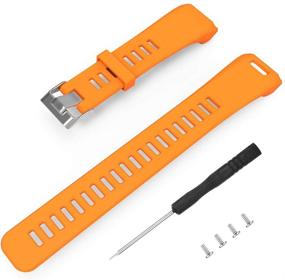 img 1 attached to 🍊 Meifox Orange Silicone Replacement Band for Garmin Vivosmart HR Watch - Small Size