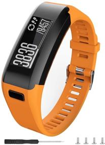 img 4 attached to 🍊 Meifox Orange Silicone Replacement Band for Garmin Vivosmart HR Watch - Small Size