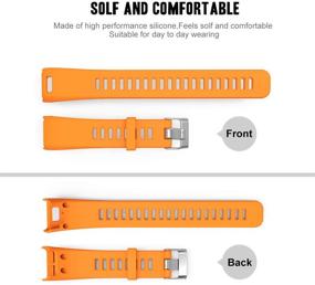 img 2 attached to 🍊 Meifox Orange Silicone Replacement Band for Garmin Vivosmart HR Watch - Small Size