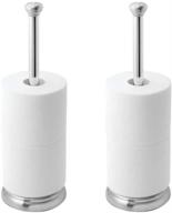 🧻 set of 2 idesign york metal free standing toilet paper tissue holders, roll reserve canisters for kids', guest, master, office bathrooms, 5" x 5" x 16.3", brushed stainless steel and chrome finish logo