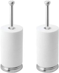 img 4 attached to 🧻 Set of 2 iDesign York Metal Free Standing Toilet Paper Tissue Holders, Roll Reserve Canisters for Kids', Guest, Master, Office Bathrooms, 5" x 5" x 16.3", Brushed Stainless Steel and Chrome Finish