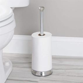 img 3 attached to 🧻 Set of 2 iDesign York Metal Free Standing Toilet Paper Tissue Holders, Roll Reserve Canisters for Kids', Guest, Master, Office Bathrooms, 5" x 5" x 16.3", Brushed Stainless Steel and Chrome Finish