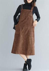 img 3 attached to Corduroy Jumper Overall Dress for Women - Flygo Women's Clothing in Jumpsuits, Rompers & Overalls