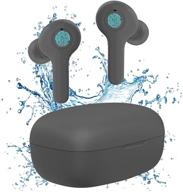 🎧 qcc bluetooth 5.2 tws true wireless earbuds with noise cancelling, ipx8 waterproof, mic, cvc 8.0, touch control, bass sound - grey logo