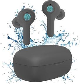 img 4 attached to 🎧 QCC Bluetooth 5.2 TWS True Wireless Earbuds with Noise Cancelling, IPX8 Waterproof, Mic, CVC 8.0, Touch Control, Bass Sound - Grey