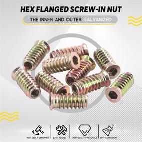 img 2 attached to 🔩 Hilitchi Threaded Inserts Nuts - Zinc Plated Furniture Screws for Wood Furniture Bolt Fastening - Hex Socket Drive Assortment Kit with Bonus Hex Spanner (1/4"-20 x 25mm-50PCS)