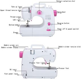 img 3 attached to Портативная швейная машина Asany с удлиненным столом, 16 встроенными стежками, двойной нитью на 2 скоростях и 42-детным швейным набором для начинающих взрослых, подходит для женщин и мужчин.