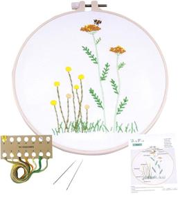 img 4 attached to Colorful Flower and Plant Embroidery Kits: Perfect Starter Sets for Beginners