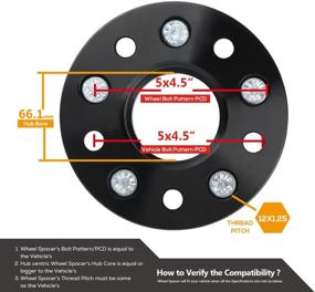 img 2 attached to Расширители колес Dynofit 15мм 5x4.5: повышенная производительность для 300ZX, 350Z, 370Z, Altima, Leopard, G35, G37, FX35, S14 и других! 2 шт. 5x114.3 Хабцентрические шпильки с фланцем 66.1мм, резьба M12x1.25 для 5-болтовых дисковых колес