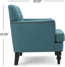 img 1 attached to 🪑 Dark Teal Tufted Club Chair: Stylish Accent Chair with Studded Details