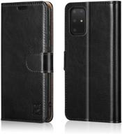 📱 belemay samsung galaxy s20 fe 5g wallet case - premium cowhide leather, rfid blocking, card holder, shockproof - black logo