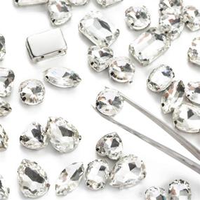 img 2 attached to 🧵✨ Sew On Rhinestones, Choupee 48PCS Mixed Shapes Flatback Sew On Glass Rhinestone Sewing Claw Rhinestone for Craft, Clothing, Apparel, Dresses, Earrings, Belts, and Shoes - Clear, Silver Claw