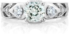 img 3 attached to Sterling Silver Aquamarine Womens Engagement