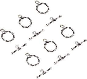 img 4 attached to 🔒 PH PandaHall 20 Sets 19mm Tibetan Antique Silver Toggle Clasps: T-Bar Closure for Necklace Bracelet Making