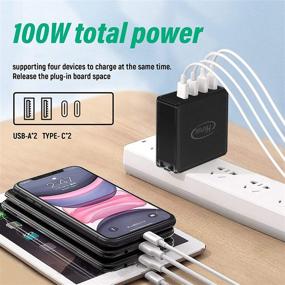 img 2 attached to 🔌 100W GaN Tech 4-Port PD Wall Charger with 5ft USB C Cable for MacBook, USB C Laptops, iPad Pro, iPhone 12, Pixel, Galaxy & More