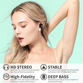 img 4 attached to 🎧 Беспроводные наушники Bluetooth 5.0 с временем воспроизведения 40 часов, беспроводным зарядным кейсом, защитой от воды IP6, управлением кнопками, беспроводными стереонаушниками TWS в ухе с микрофоном для бега, тренировок в зале.