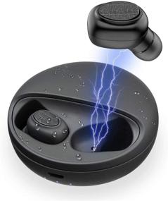 img 4 attached to 🎧 True Wireless Earbuds - Mini Bluetooth 5.0 In-Ear Headphones TWS Stereo Earbuds, Built-in Microphone Headset with 10H Playtime, IPX5 Waterproof, and Charging Case for Sports