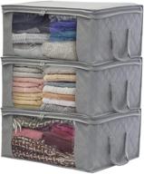 📦 sorbus foldable storage bag organizers, large clear window & carry handles, ideal for clothes, blankets, closets, bedrooms, and more - (3-pack, gray) logo