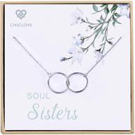 👯 sterling silver soul sisters necklace - graduation gift for sister, two-circle pendant necklace engraved with 'soul sister' logo