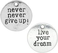 🌟 jgfinds silver tone 60 pack of inspirational message charms: live your dream, never give up logo