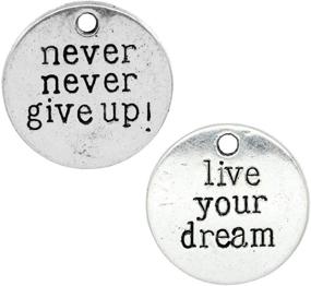 img 1 attached to 🌟 JGFinds Silver Tone 60 Pack of Inspirational Message Charms: Live Your Dream, Never Give Up