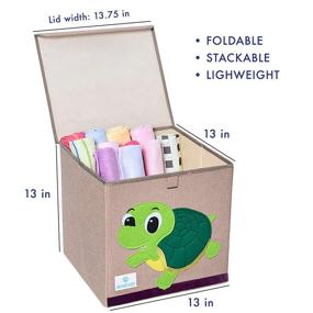 img 1 attached to 🐢 BEARCUBS Small Toy Chest: Foldable, Stackable Storage for Kids - Nursery, Living Room, Playroom - Toy Bin with Lid - Turtle Design for Boys and Girls