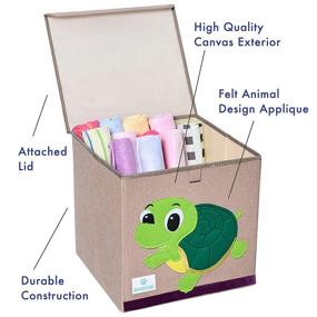 img 2 attached to 🐢 BEARCUBS Small Toy Chest: Foldable, Stackable Storage for Kids - Nursery, Living Room, Playroom - Toy Bin with Lid - Turtle Design for Boys and Girls