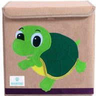 🐢 bearcubs small toy chest: foldable, stackable storage for kids - nursery, living room, playroom - toy bin with lid - turtle design for boys and girls логотип