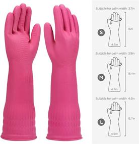 img 3 attached to 🧤 Reusable Waterproof Rubber Dishwashing Gloves for Kitchen - 2 Pairs, Includes 2-Pack Cleaning Cloth