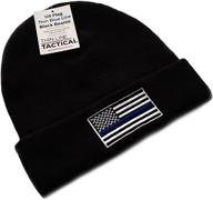 🧢 black winter hat with embroidered thin blue line flag logo