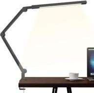 modern architect swing arm led desk lamp with clamp - 9w dimmable, eye-care light, timer, memory, 6 color modes - ideal for task study reading working - home, dorm, office (black) логотип