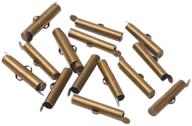 🔗 300pcs antique bronze brass slide on end clasp tubes slider end caps crimp for jewelry making handcraft works necklace bracelet - hole: 1-2mm | pandahall logo